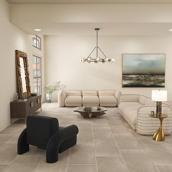 12x24 Illusionist  Natural Concrete-Look Matte Smooth Porcelain Tile Warm Gray