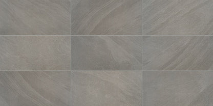 12x24 Modern Oasis  Natural Stone-Look Matte Smooth Porcelain Tile Dark Gray