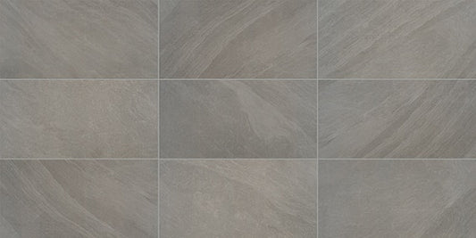 12x24 Modern Oasis  Natural Stone-Look Matte Smooth Porcelain Tile Dark Gray