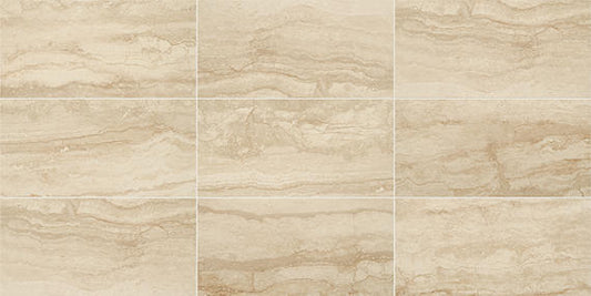 12x24 Vellagio  Natural Stone-Look Matte Smooth Porcelain Tile Warm Beige