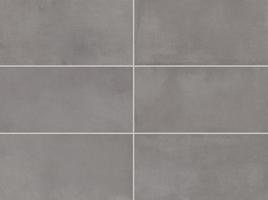 12x24 Color Story Floor  Natural Concrete-Look Matte Smooth Porcelain Tile Medium Gray