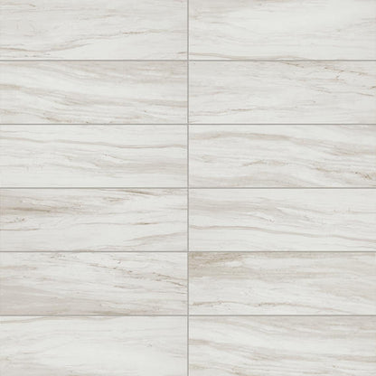 12x24 Platinum  Natural Marble-Look Matte Smooth Porcelain Tile Soft Cream Gray