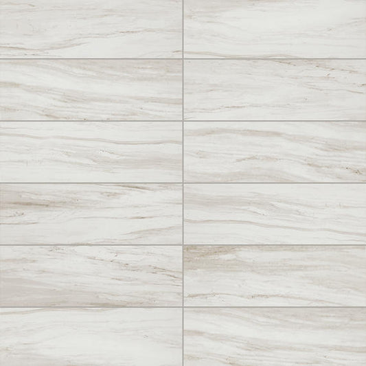 12x24 Platinum  Natural Marble-Look Matte Smooth Porcelain Tile Soft Cream Gray
