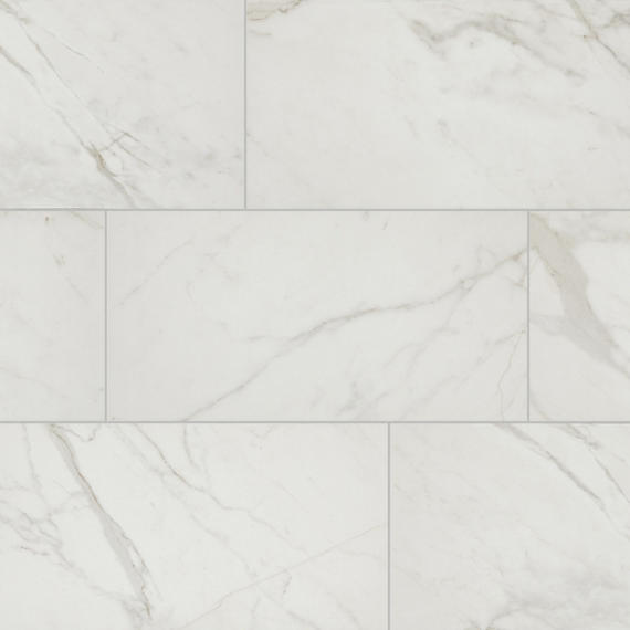 12x24 Platinum  Natural Marble-Look Matte Smooth Porcelain Tile White Gray