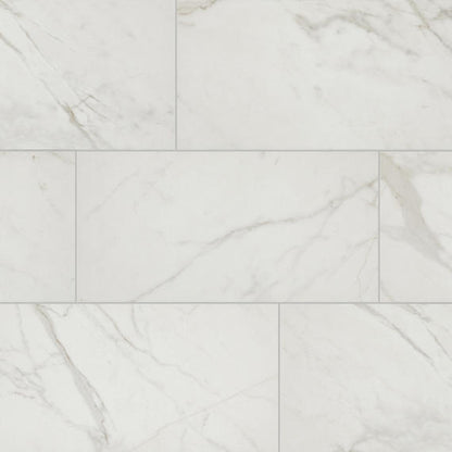 12x24 Platinum  Natural Marble-Look Matte Smooth Porcelain Tile White Gray
