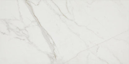 12x24 Platinum  Natural Marble-Look Matte Smooth Porcelain Tile White Gray