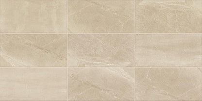 12x24 Merit  Natural Stone-Look Matte Smooth Porcelain Tile Warm Beige