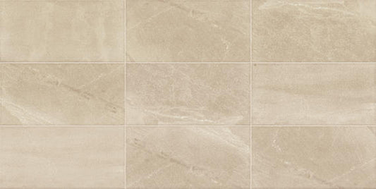 12x24 Merit  Natural Stone-Look Matte Smooth Porcelain Tile Warm Beige