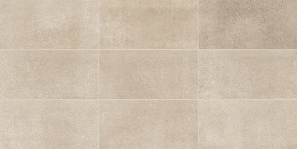 12x24 Reminiscent Grid  Natural Concrete-Look Matte Smooth Porcelain Tile Warm Beige