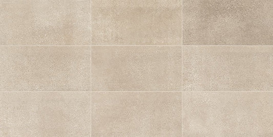 12x24 Reminiscent Grid  Natural Concrete-Look Matte Smooth Porcelain Tile Warm Beige