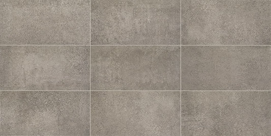 12x24 Reminiscent Grid  Natural Concrete-Look Matte Smooth Porcelain Tile Medium Gray