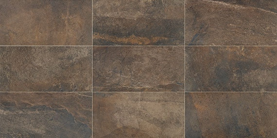 12x24 Slate Attache  Natural Stone-Look Matte Smooth Porcelain Tile Rust Brown