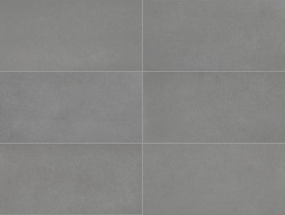12x24 Volume 1.0  Stepwise Concrete-Look Matte Smooth Porcelain Tile Medium Gray