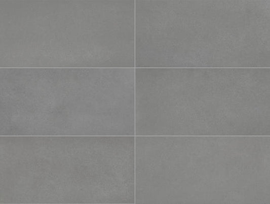 12x24 Volume 1.0  Stepwise Concrete-Look Matte Smooth Porcelain Tile Medium Gray