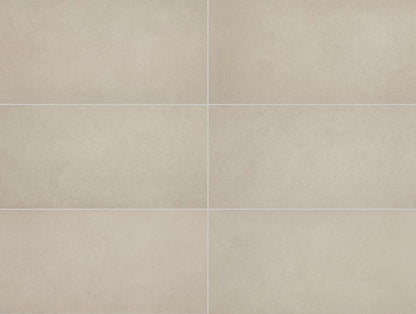 12x24 Volume 1.0  Stepwise Concrete-Look Matte Smooth Porcelain Tile Soft Beige