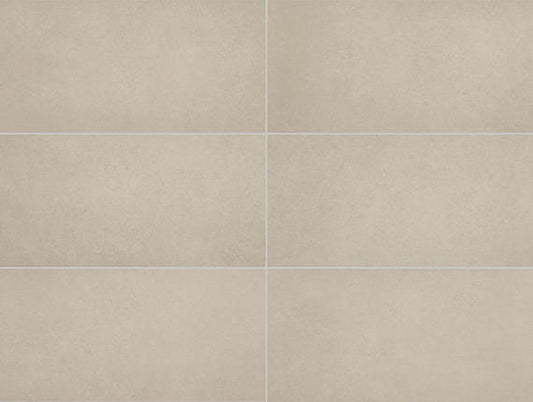 12x24 Volume 1.0  Stepwise Concrete-Look Matte Smooth Porcelain Tile Soft Beige