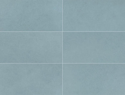 12x24 Volume 1.0  Stepwise Concrete-Look Matte Smooth Porcelain Tile Light Blue