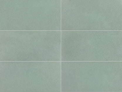 12x24 Volume 1.0  Stepwise Concrete-Look Matte Smooth Porcelain Tile Sage Green