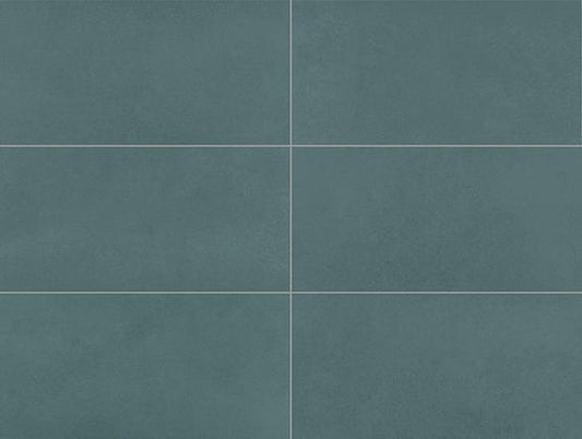 12x24 Volume 1.0  Stepwise Concrete-Look Matte Smooth Porcelain Tile Teal Blue
