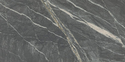 12x24 Foyer  Natural Marble-Look Polished Smooth Porcelain Tile Dark Gray