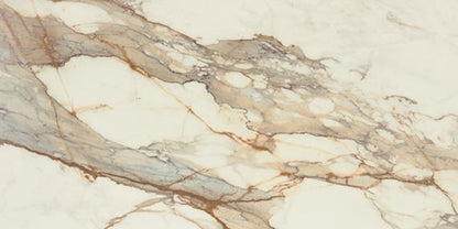 12x24 Panoramic Duet Subway Pattern  Natural Marble-Look Polished Smooth Porcelain Tile Cloud Beige