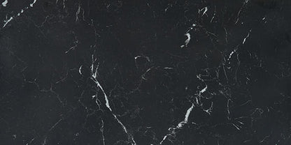 12x24 Panoramic Duet Subway Pattern  Natural Marble-Look Polished Smooth Porcelain Tile Dark Black