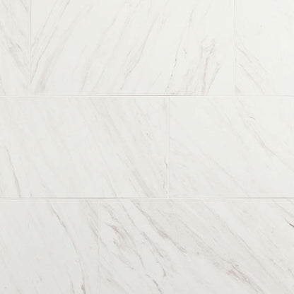 12x24 Artsy Light Veining  Natural Marble-Look Polished Smooth Porcelain Tile Gray White