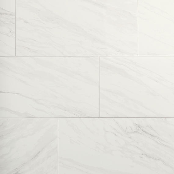12x24 Artsy Light Veining  Natural Marble-Look Polished Smooth Porcelain Tile Gray White