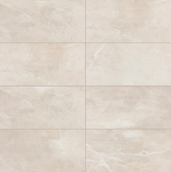12x24 Artsy Light Veining  Natural Marble-Look Polished Smooth Porcelain Tile Cream Beige