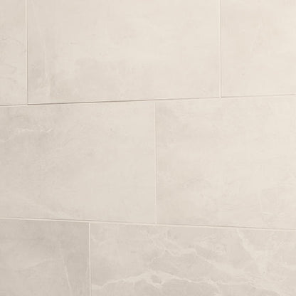 12x24 Artsy Light Veining  Natural Marble-Look Polished Smooth Porcelain Tile Cream Beige