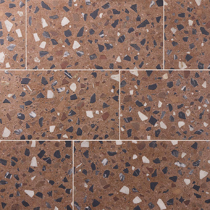 12x24 Curation Fragment Shard  Natural Mixed-Material Look Polished Smooth Porcelain Tile Warm Brown