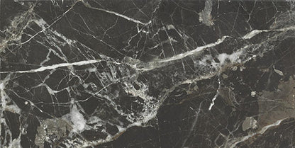 12x24 Savoir Medium Veining  Mosaic Marble-Look Polished Smooth Porcelain Tile Marble Black