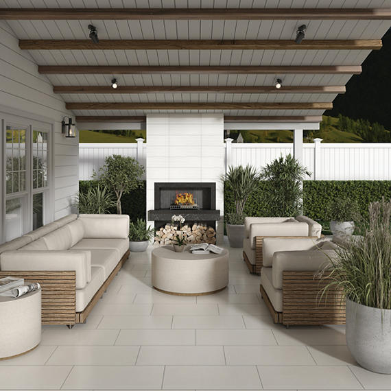 12x24 Subtle Strands  Natural Concrete-Look Matte Smooth Porcelain Tile Soft Ivory
