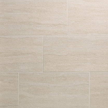 12x24 Haddonstone  Natural Stone-Look Matte 3D-Geometric Ribbed Porcelain Tile Dawn Beige