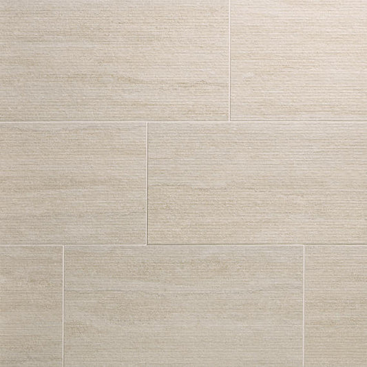 12x24 Haddonstone  Natural Stone-Look Matte 3D-Geometric Ribbed Porcelain Tile Dawn Beige