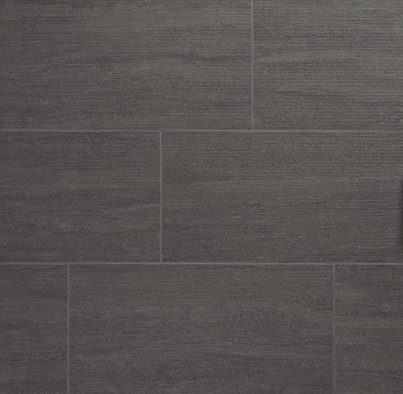 12x24 Haddonstone  Natural Stone-Look Matte 3D-Geometric Ribbed Porcelain Tile Velvet Black