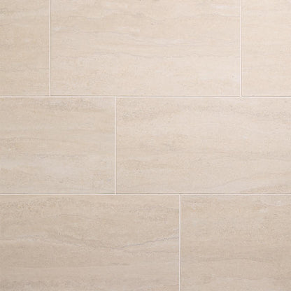 12x24 Haddonstone  Natural Stone-Look Polished Smooth Porcelain Tile Dawn Beige