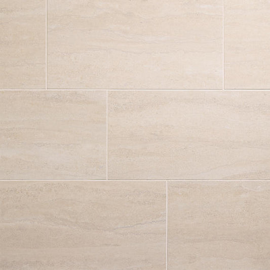 12x24 Haddonstone  Natural Stone-Look Polished Smooth Porcelain Tile Dawn Beige