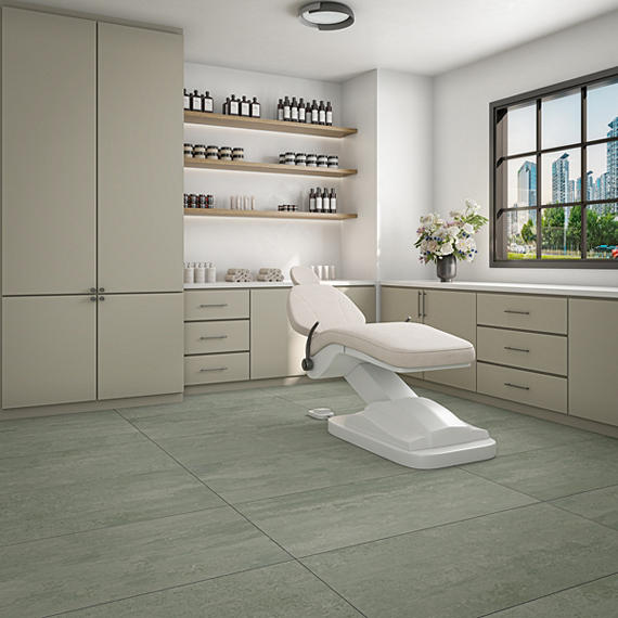 12x24 Theoretical Evolved  Natural Concrete-Look Matte Smooth Porcelain Tile Green Gray
