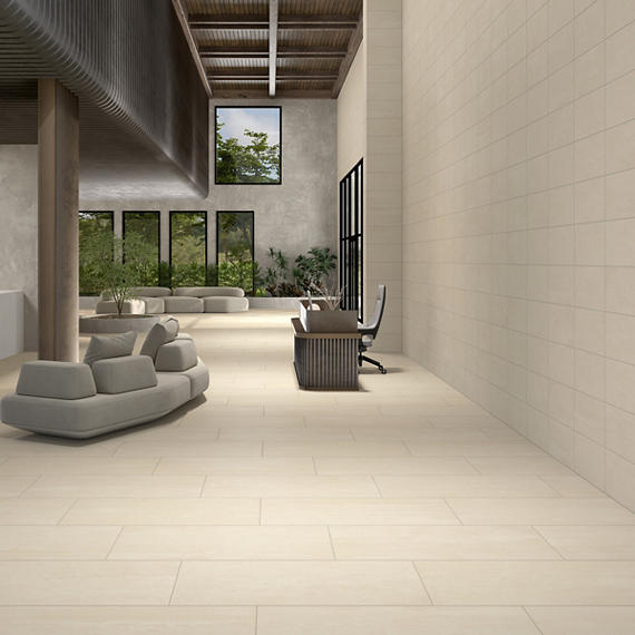 12x24 Theoretical Evolved  Natural Concrete-Look Matte Smooth Porcelain Tile Beige
