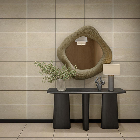 12x24 Theoretical Evolved  Natural Concrete-Look Matte Smooth Porcelain Tile Beige