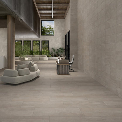 12x24 Theoretical Evolved  Natural Concrete-Look Matte Smooth Porcelain Tile Brown