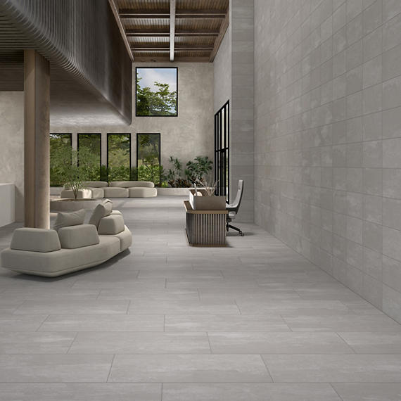 12x24 Theoretical Evolved  Natural Concrete-Look Matte Smooth Porcelain Tile Slate Gray