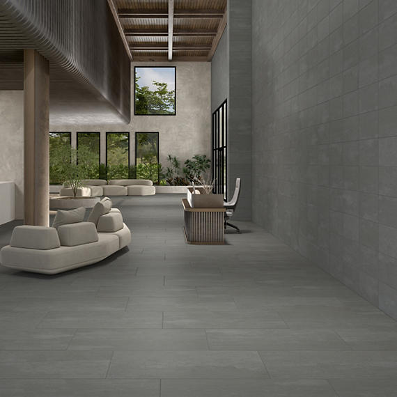 12x24 Theoretical Evolved  Natural Concrete-Look Matte Smooth Porcelain Tile Gray