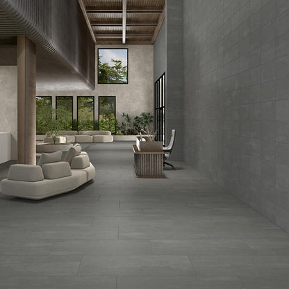 12x24 Theoretical Evolved  Natural Concrete-Look Matte Smooth Porcelain Tile Gray