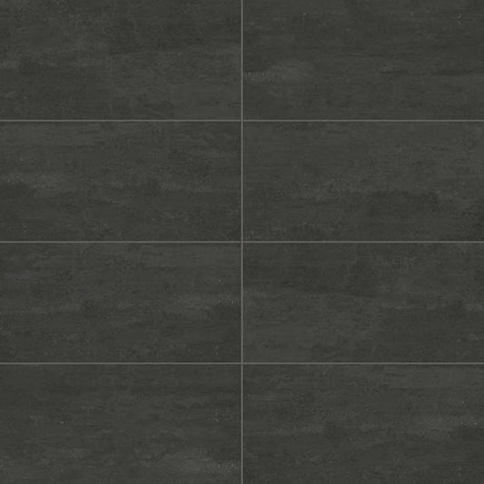 12x24 Theoretical Evolved  Natural Concrete-Look Matte Smooth Porcelain Tile Black