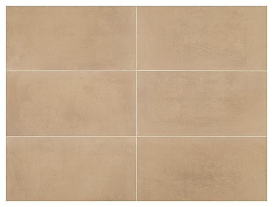 12x24 Moroccan Concrete  Natural Concrete-Look Matte Smooth Porcelain Tile Yellow Brown