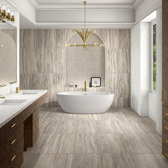 15x30 Calligo Light Veining  Natural Stone-Look Matte Smooth Porcelain Tile Nimbus Gray