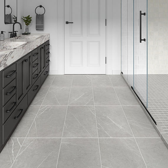 15x30 Platinum  Natural Concrete-Look Matte Smooth Porcelain Tile Gray