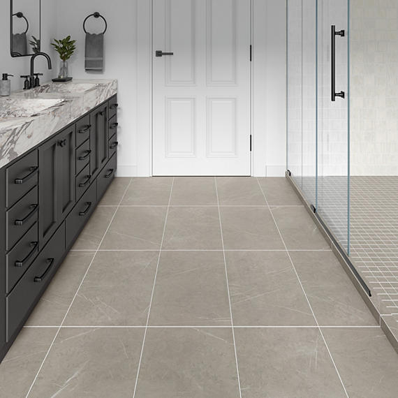 15x30 Platinum  Natural Concrete-Look Matte Smooth Porcelain Tile Warm Gray
